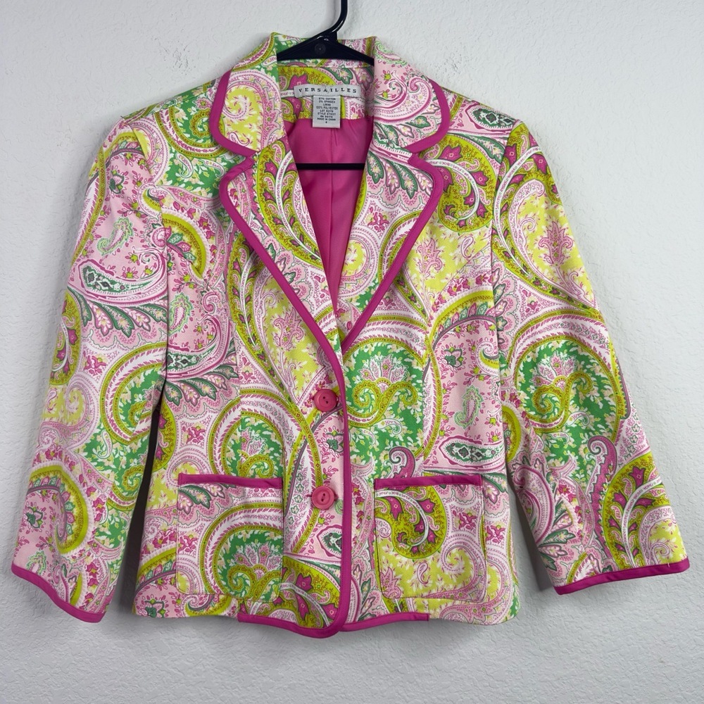 Versailles Blazer Womens‎ XS Colorful Paisley Preppy Artsy Boho Career Eclectic